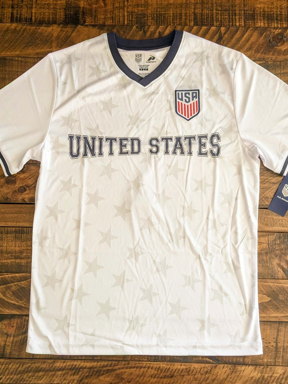 U.S. Soccer Federation USMNT Men's White Game Day Jersey Star Pattern New Small